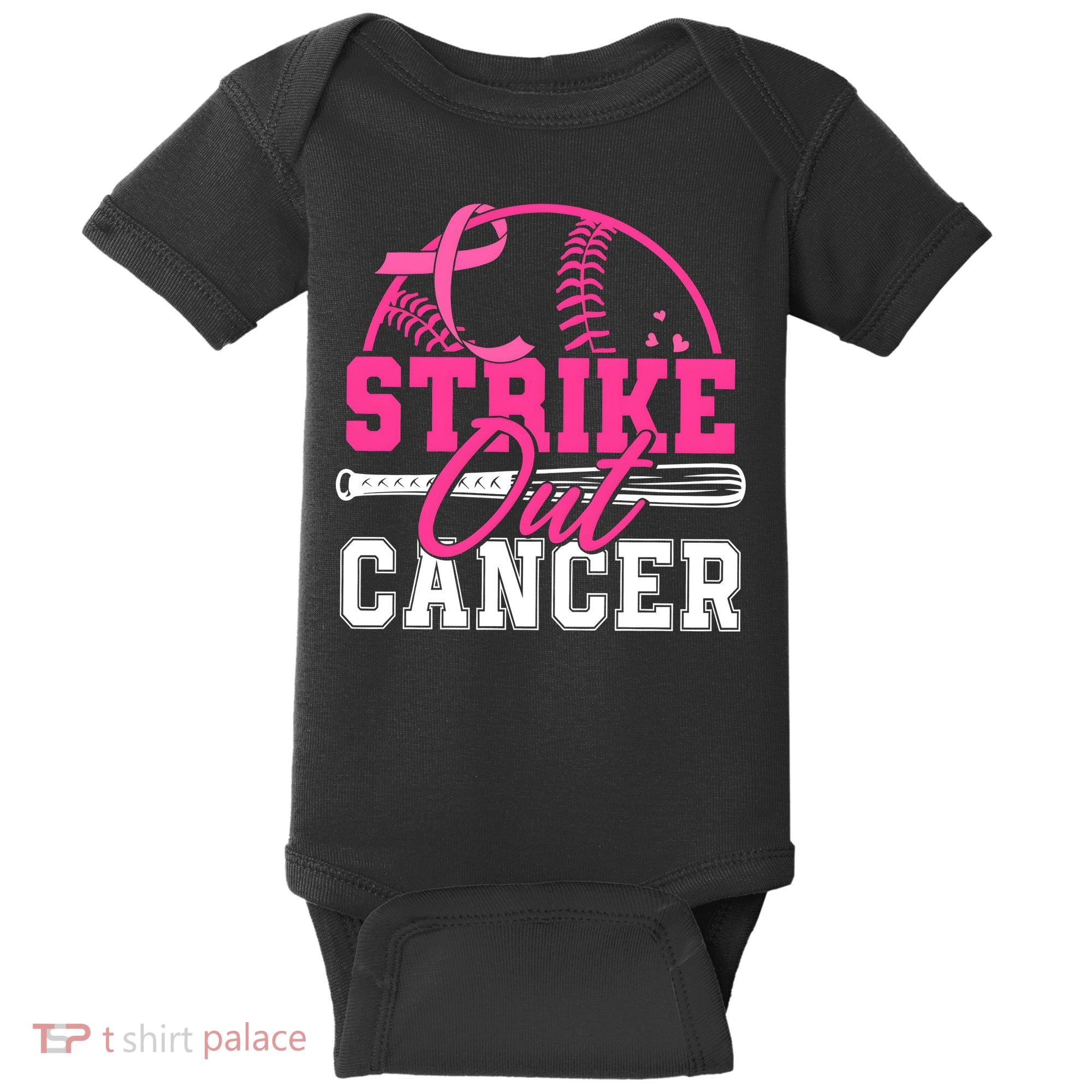Baseball Breast Cancer Strike Out Cancer Awareness Month Baby Bodysuit