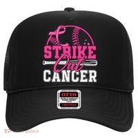 Baseball Breast Cancer Strike Out Cancer Awareness Month Hat thumb 0