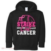 Baseball Breast Cancer Strike Out Cancer Awareness Month Toddler Hoodie thumb 0