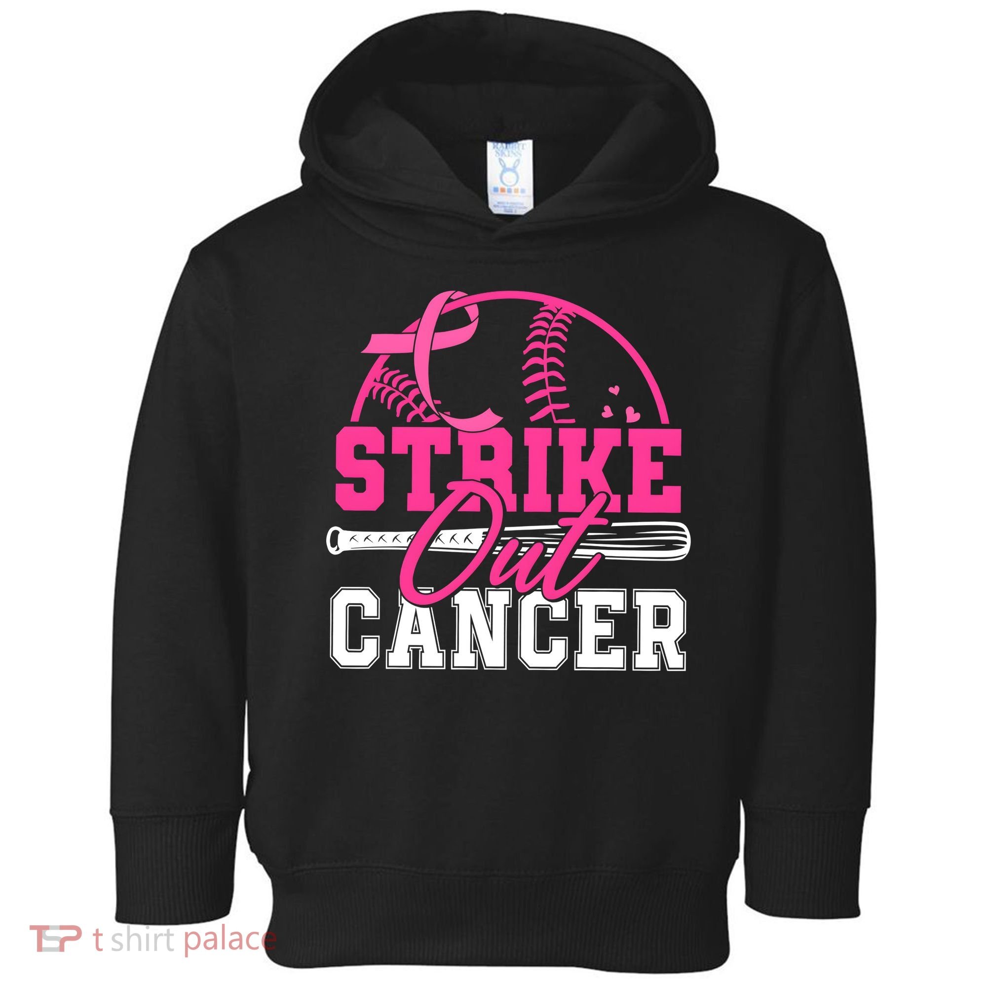 Baseball Breast Cancer Strike Out Cancer Awareness Month Toddler Hoodie