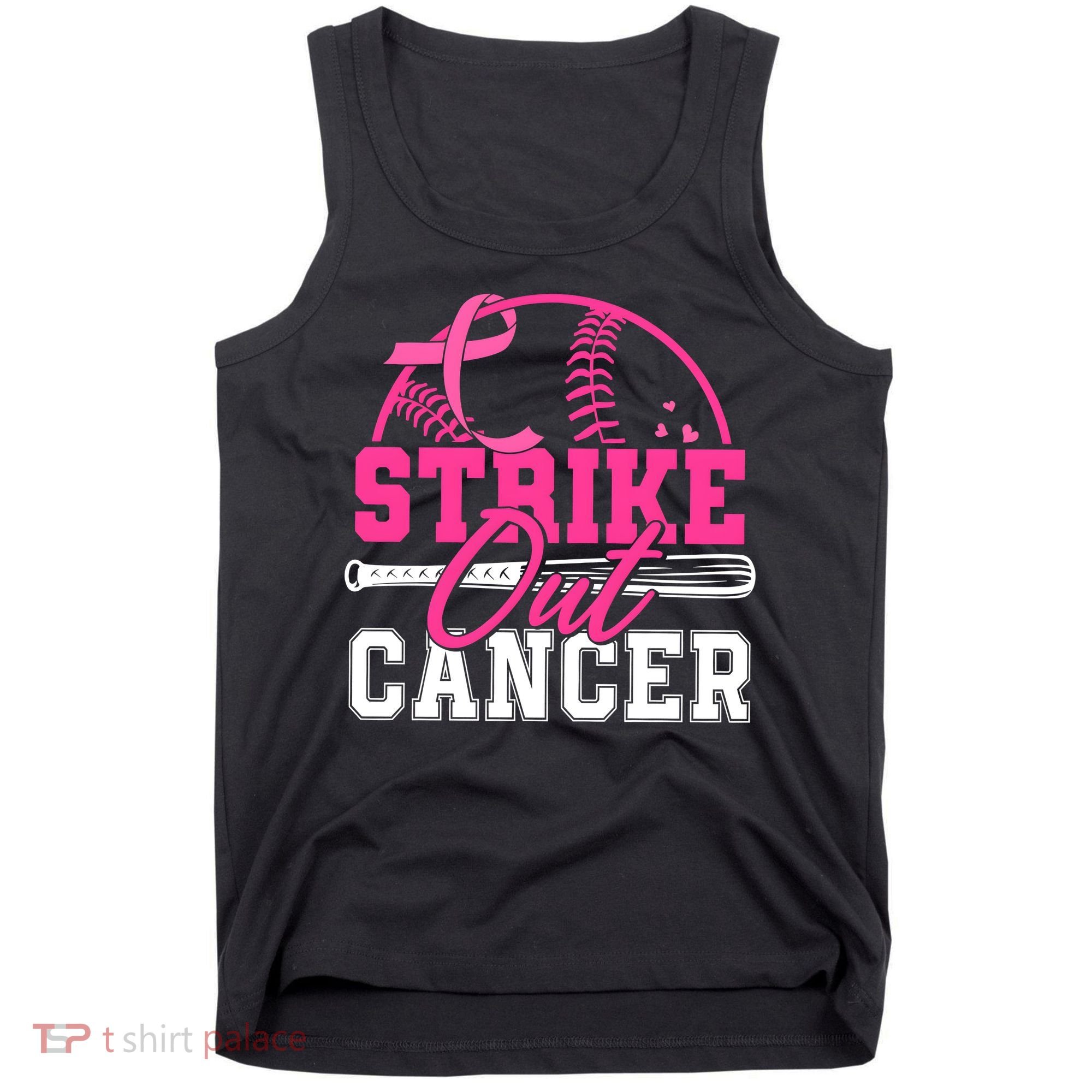 Baseball Breast Cancer Strike Out Cancer Awareness Month Tank Top