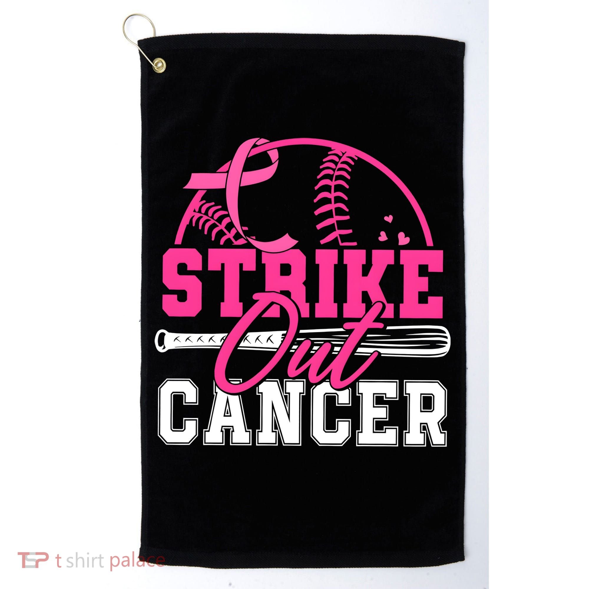 Baseball Breast Cancer Strike Out Cancer Awareness Month Golf Towel