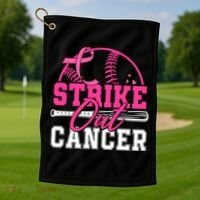 Baseball Breast Cancer Strike Out Cancer Awareness Month Golf Towel thumb 1