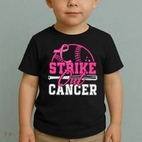 Baseball Breast Cancer Strike Out Cancer Awareness Month Toddler T-Shirt thumb 2