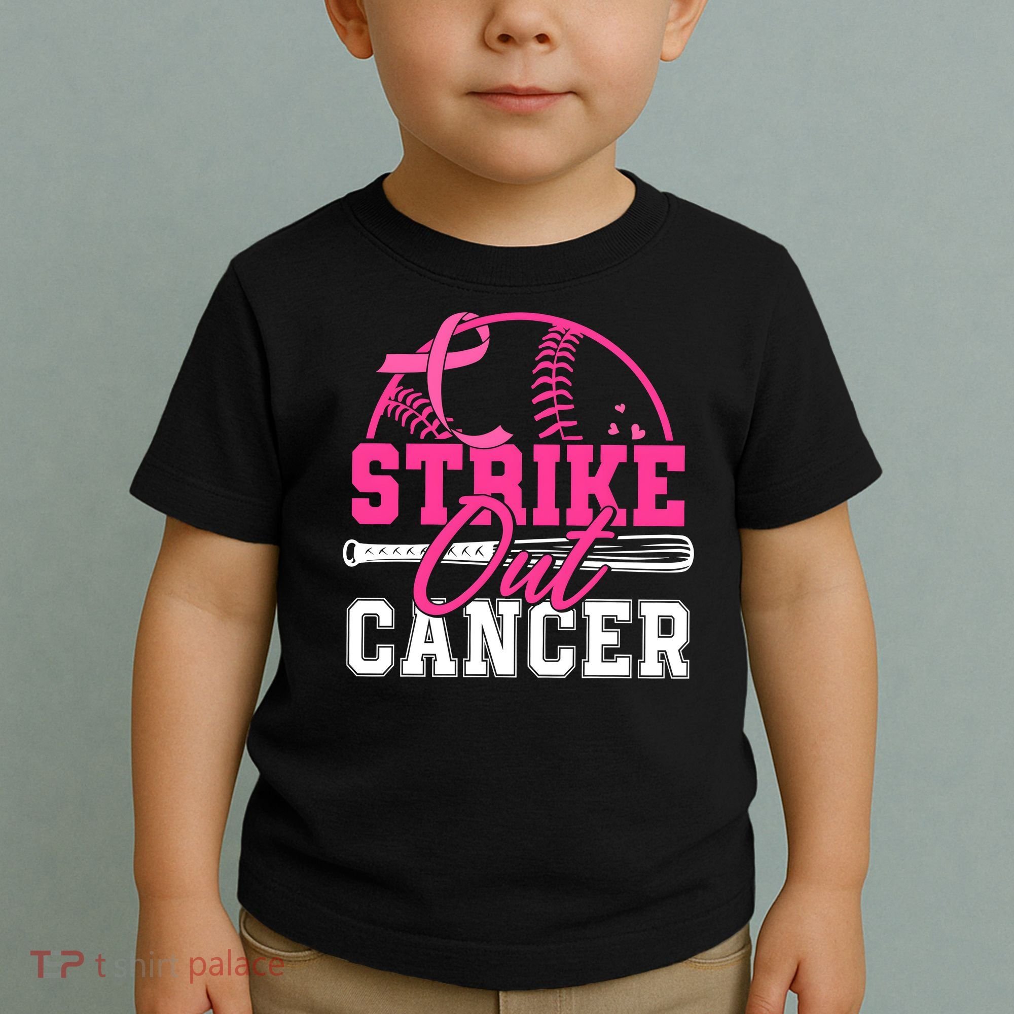 Baseball Breast Cancer Strike Out Cancer Awareness Month Toddler T-Shirt