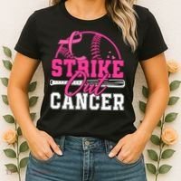 Baseball Breast Cancer Strike Out Cancer Awareness Month Women's T-Shirt thumb 2