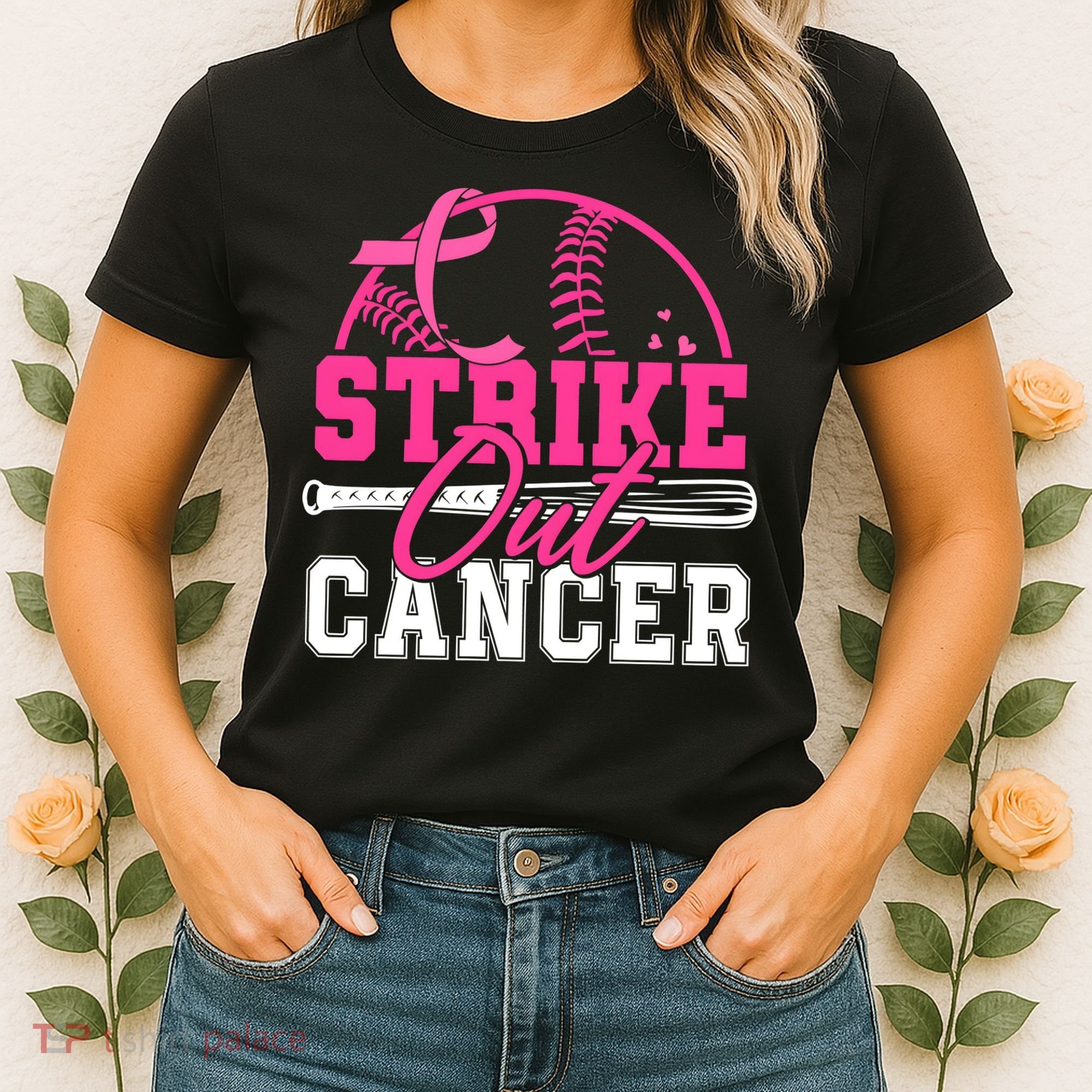 Baseball Breast Cancer Strike Out Cancer Awareness Month Women's T-Shirt