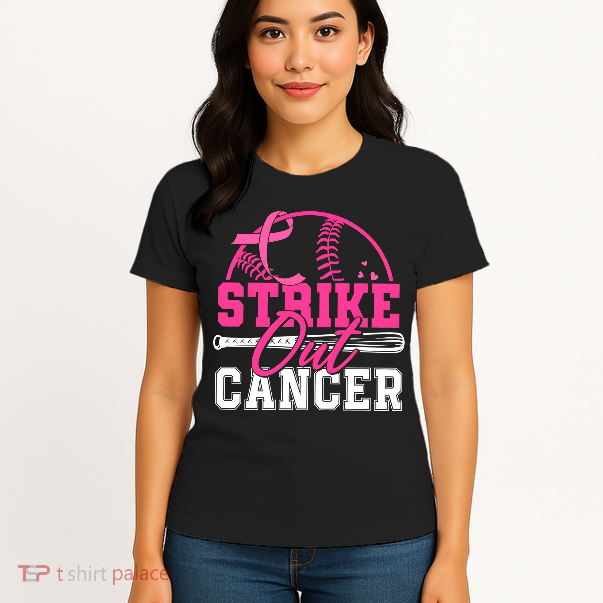 Baseball Breast Cancer Strike Out Cancer Awareness Month Women's T-Shirt