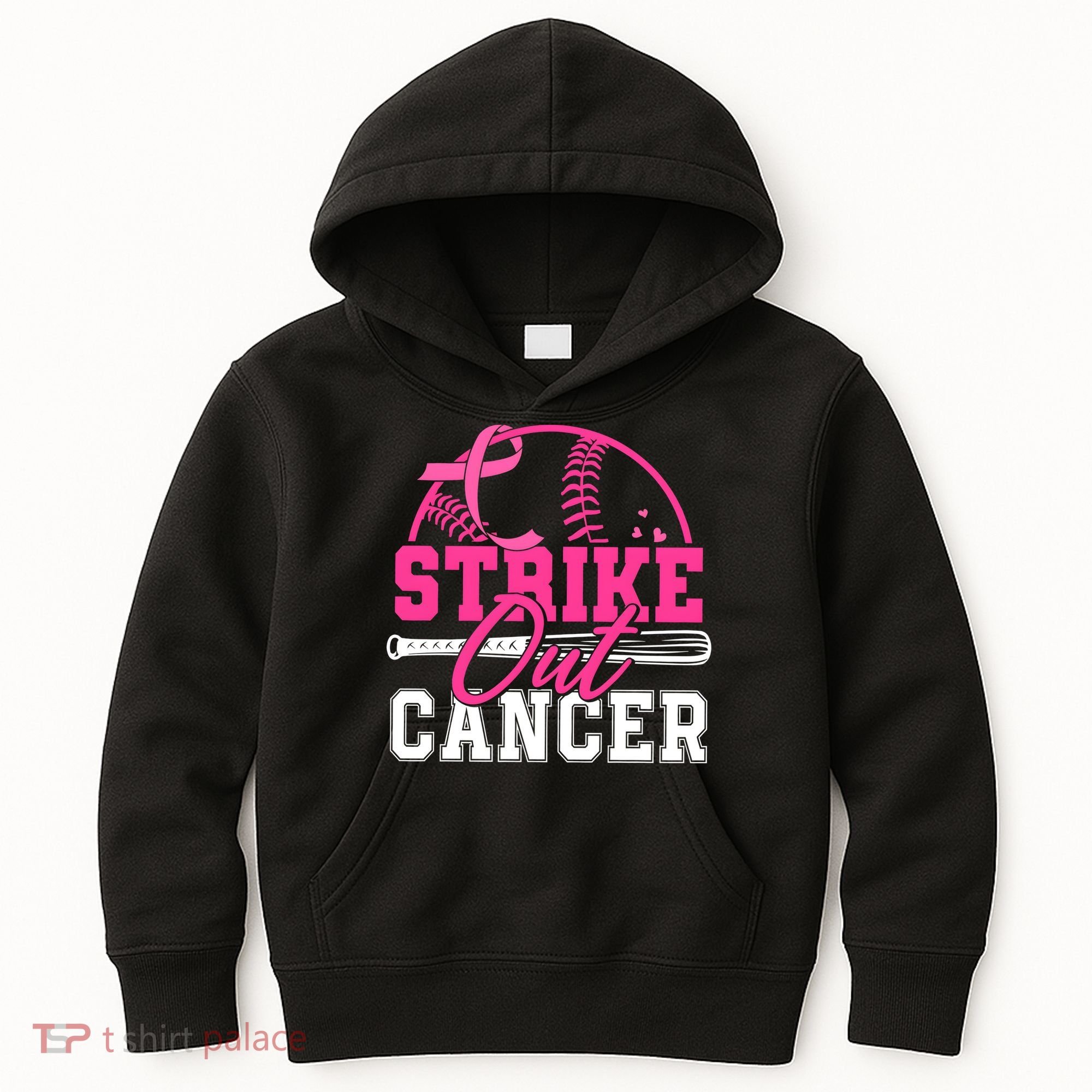 Baseball Breast Cancer Strike Out Cancer Awareness Month Kids Hoodie