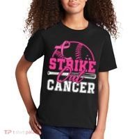 Baseball Breast Cancer Strike Out Cancer Awareness Month Kids T-Shirt thumb 2