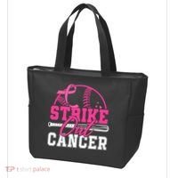 Baseball Breast Cancer Strike Out Cancer Awareness Month Tote Bag thumb 3