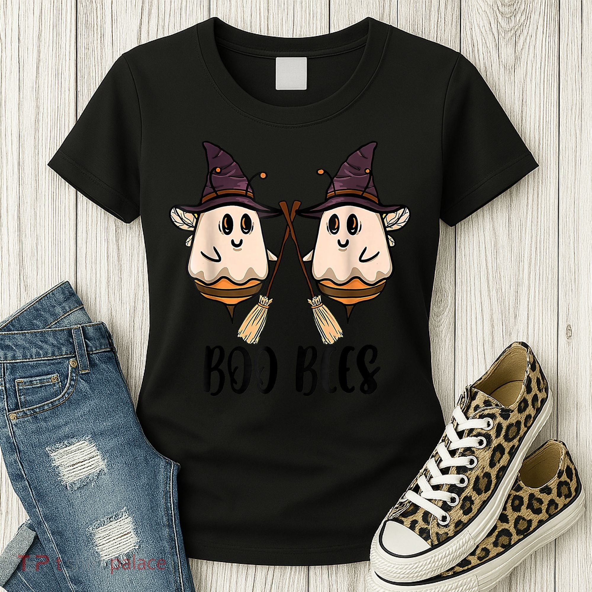 Boo Bees Couples Witch Halloween Costume Ghost Funny Women's T-Shirt