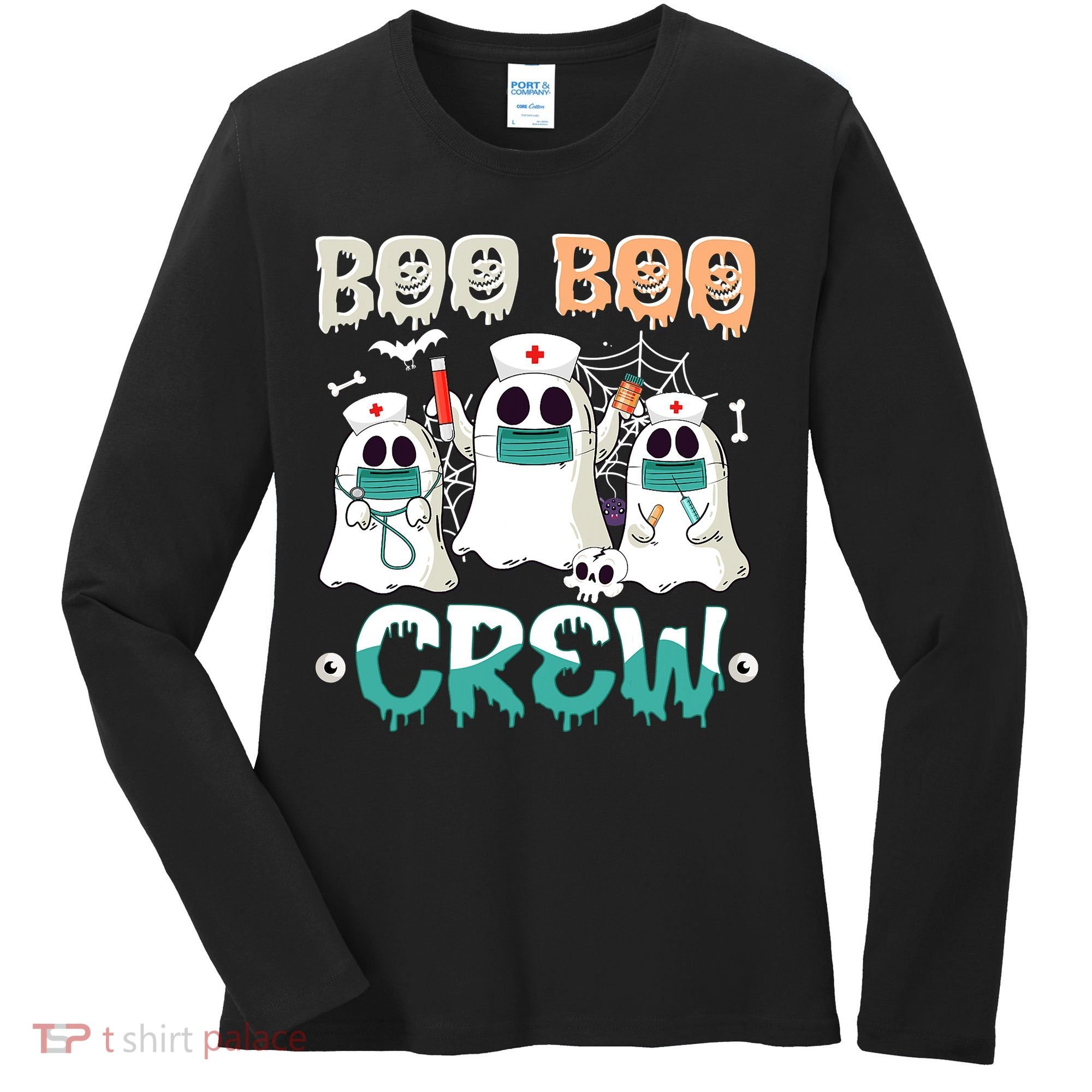 Boo Boo Crew Halloween Ghost Nursing Nurse Women's Long Sleeve Shirt