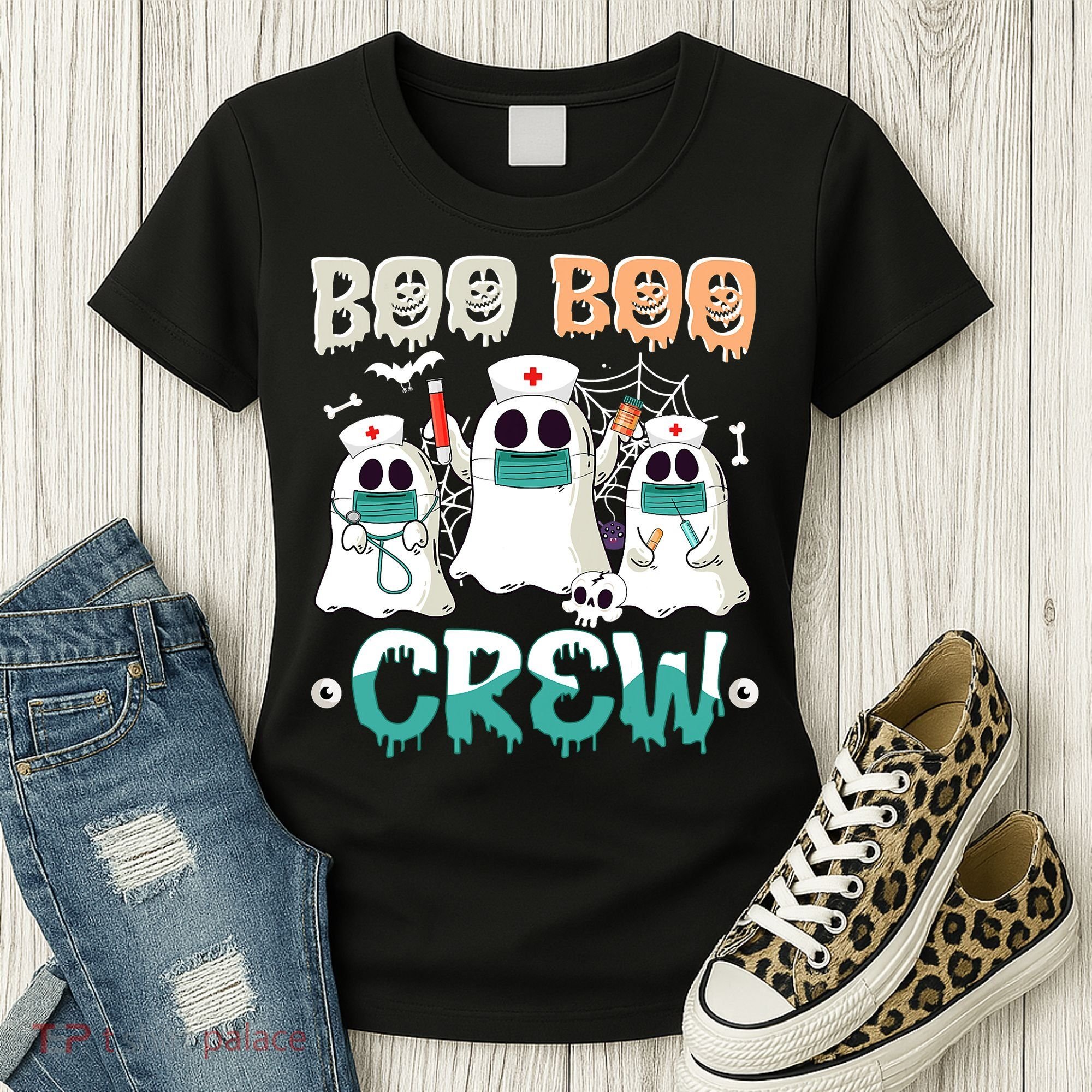 Boo Boo Crew Halloween Ghost Nursing Nurse Women's T-Shirt