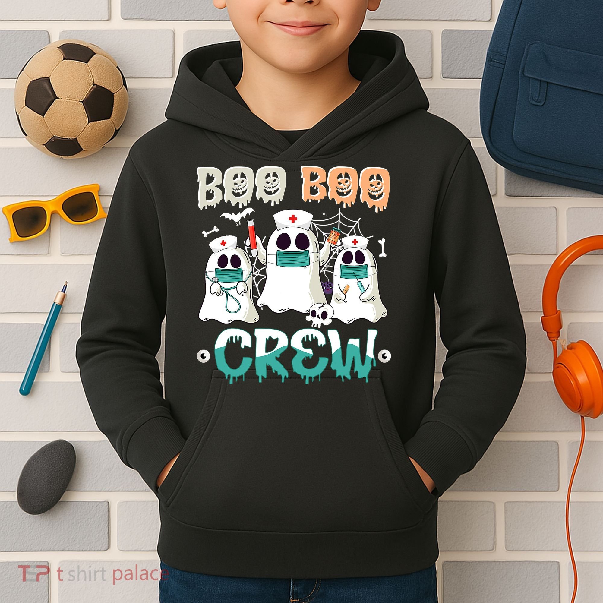 Boo Boo Crew Halloween Ghost Nursing Nurse Kids Hoodie