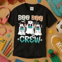 Boo Boo Crew Halloween Ghost Nursing Nurse Kids T-Shirt thumb 3