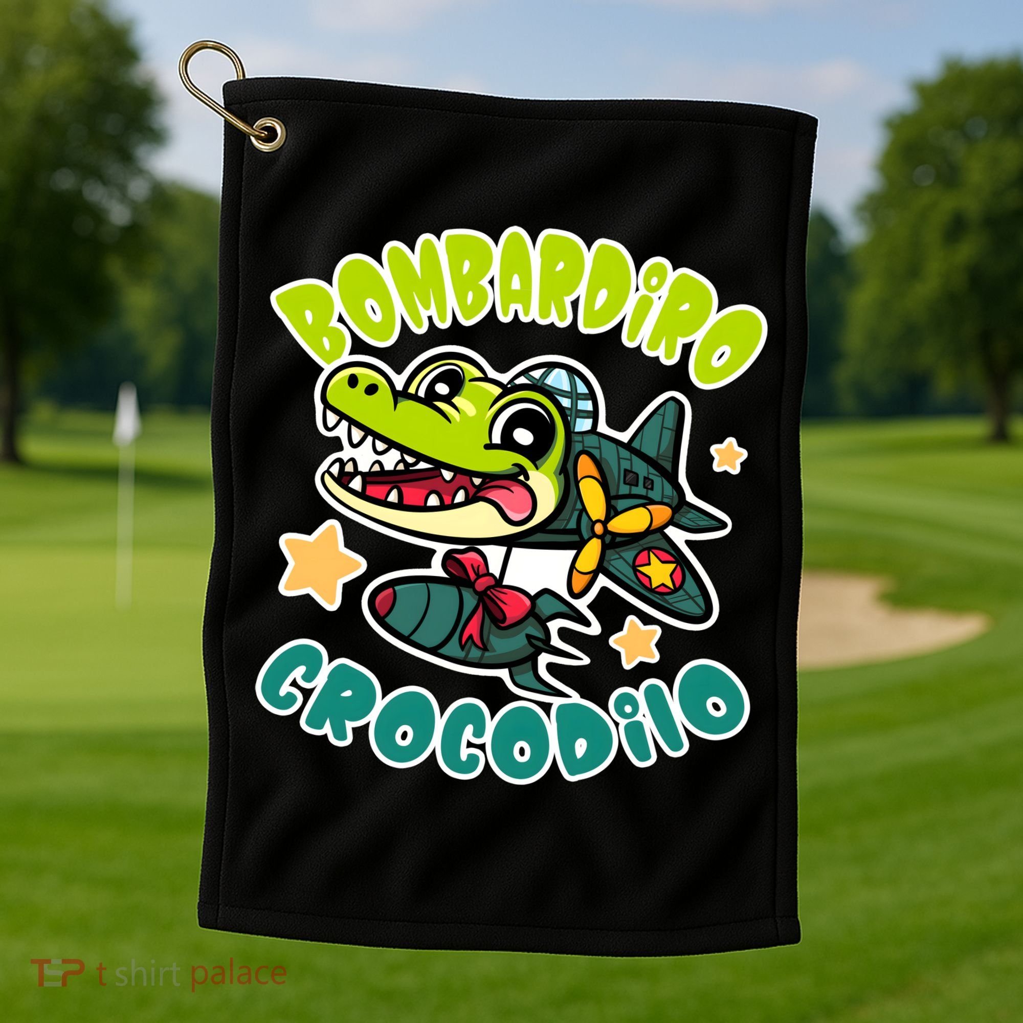 Brainrot Bombardiro Crocodilo Golf Towel