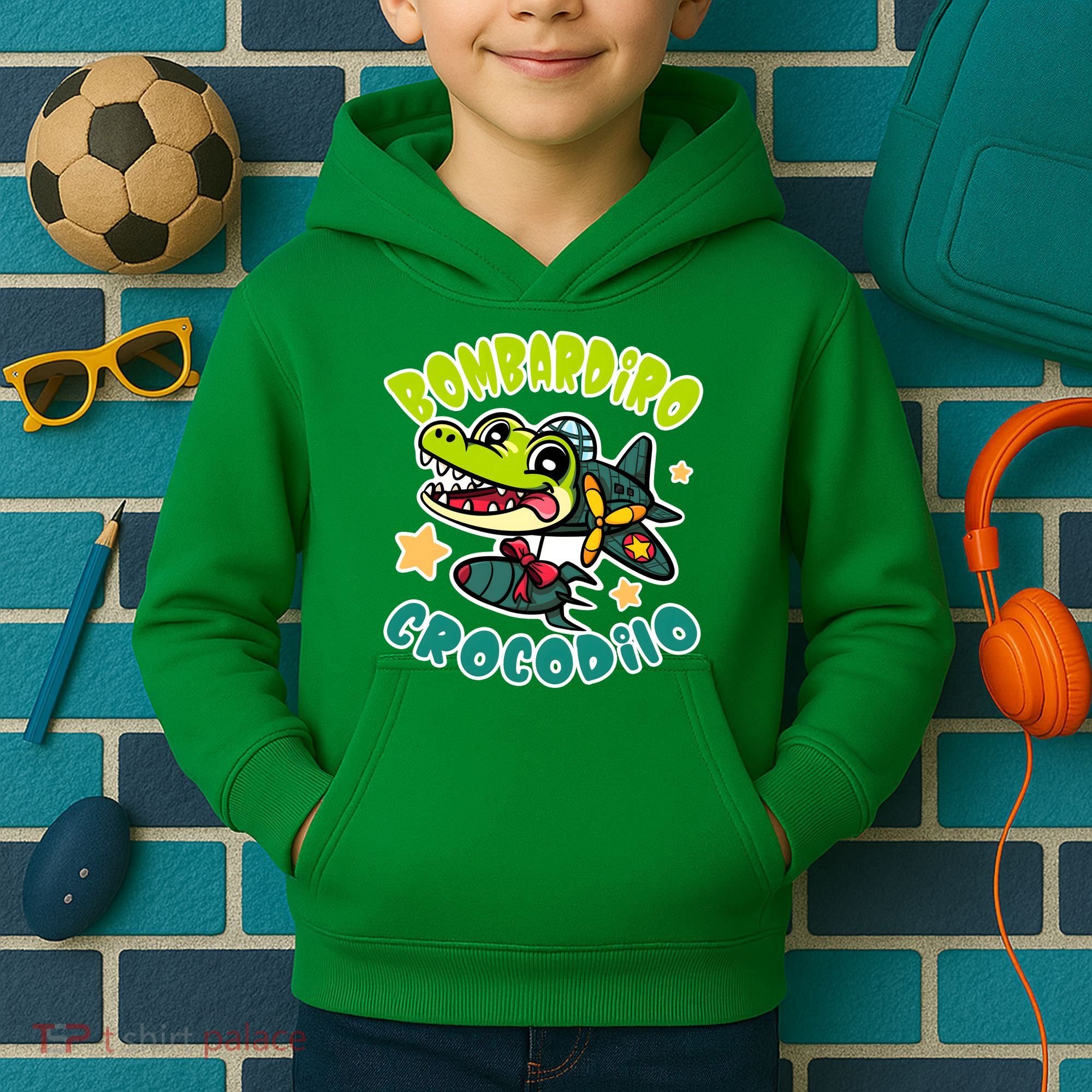 Brainrot Bombardiro Crocodilo Kids Hoodie