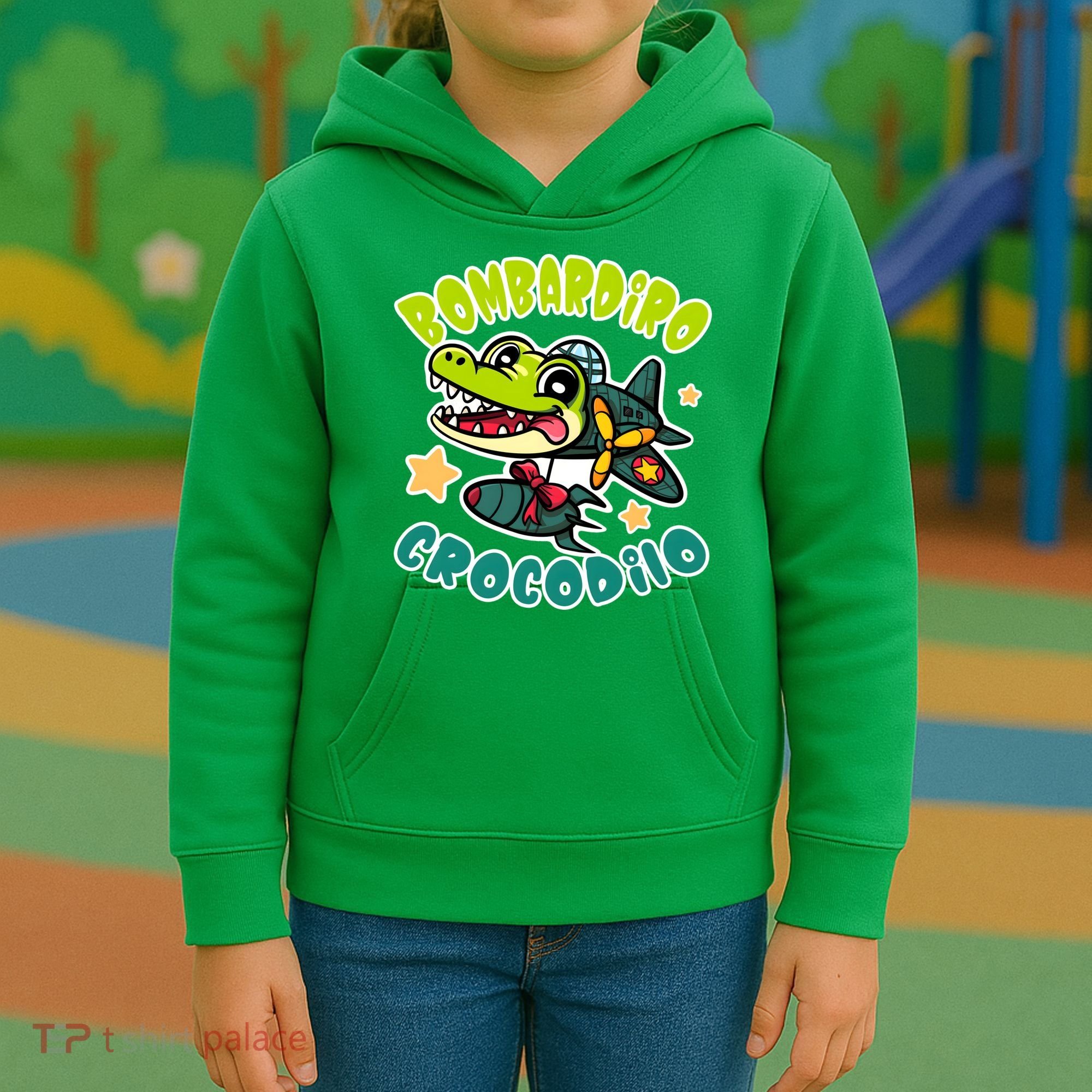 Brainrot Bombardiro Crocodilo Kids Hoodie