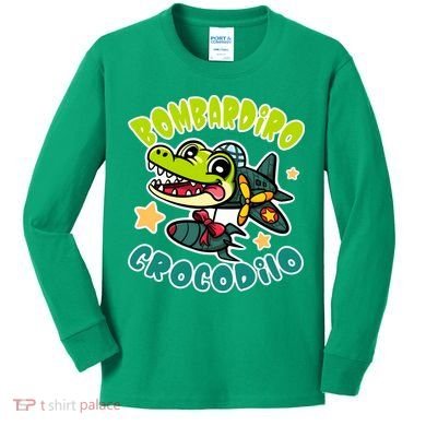 Brainrot Bombardiro Crocodilo Kids Long Sleeve Shirt