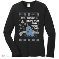 Bye Buddy Christmas , Hope You Find Your Dad Elf Narwhal Women's Long Sleeve Shirt thumb 0