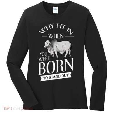 Brahman Bull Cattle Mini Zebu Cow Women's Long Sleeve Shirt