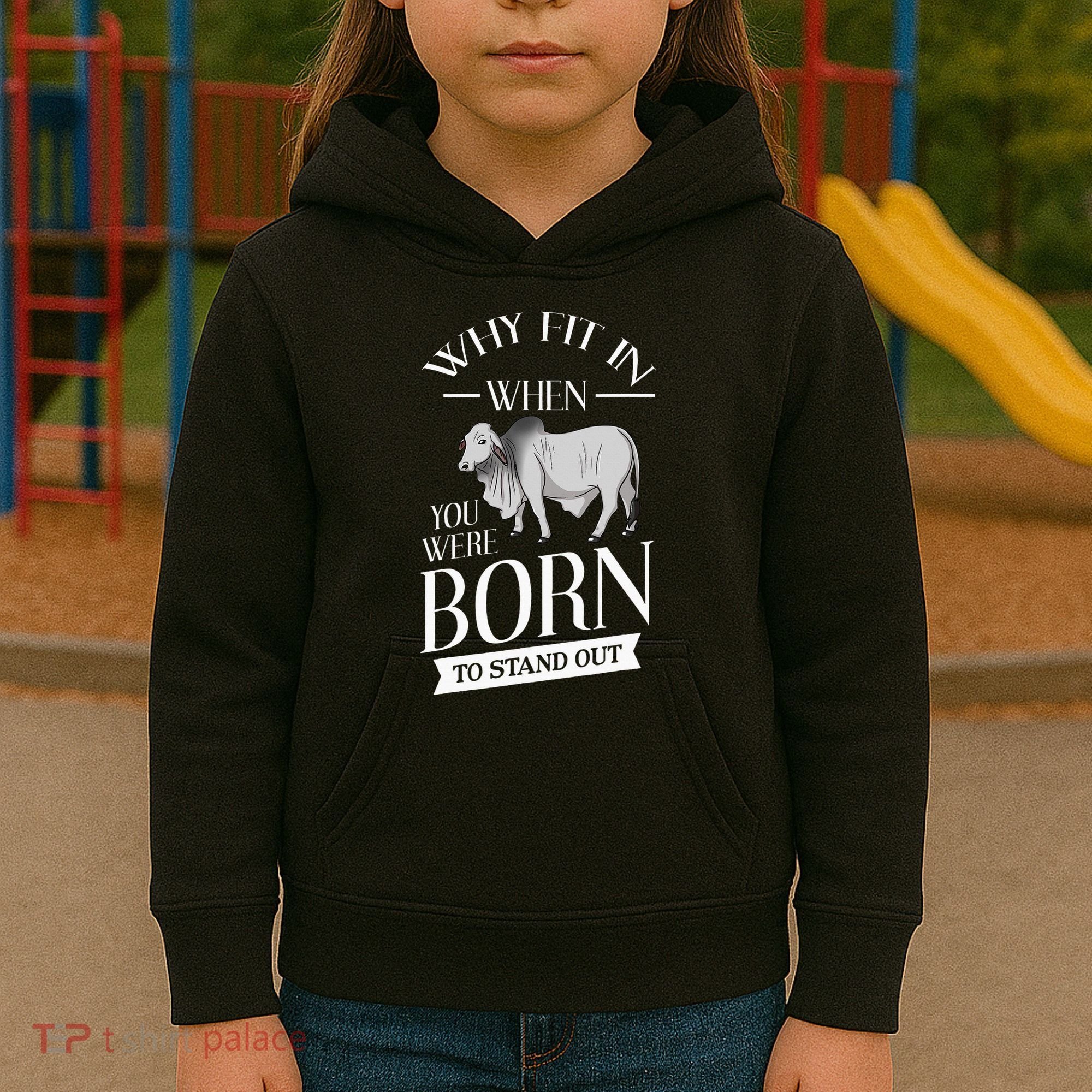 Brahman Bull Cattle Mini Zebu Cow Kids Hoodie