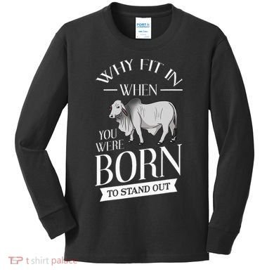 Brahman Bull Cattle Mini Zebu Cow Kids Long Sleeve Shirt