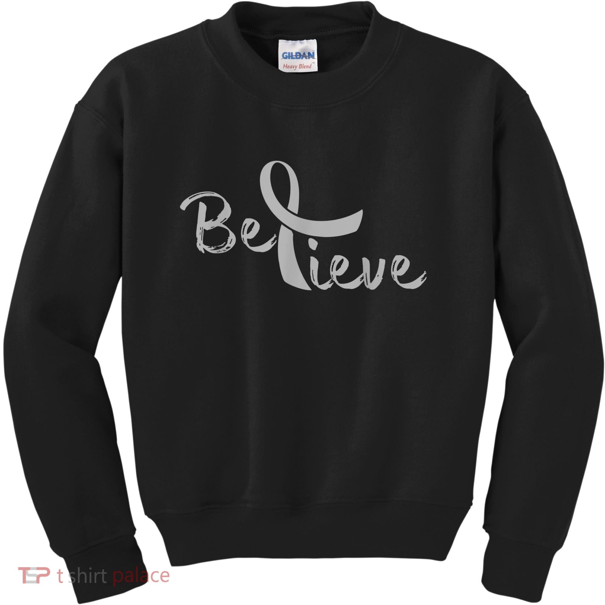 Believe Brain Cancer Brain Cancer Support Kids Sweatshirt