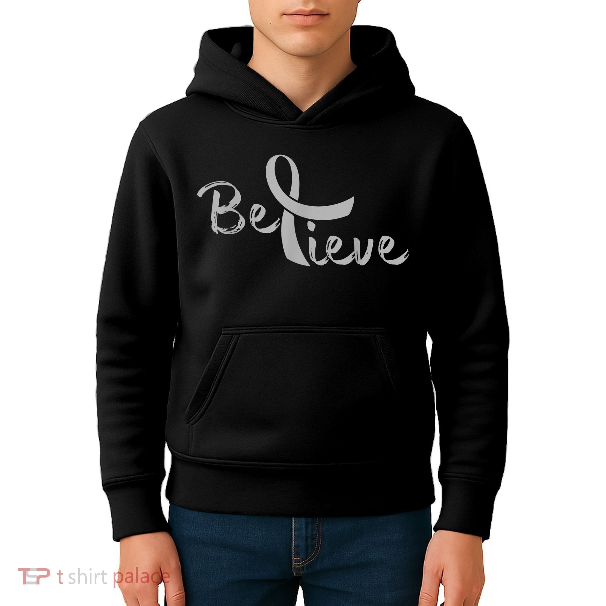 Believe Brain Cancer Brain Cancer Support Kids Hoodie