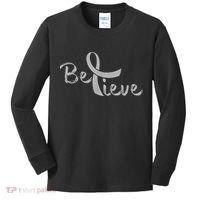 Believe Brain Cancer Brain Cancer Support Kids Long Sleeve Shirt thumb 0
