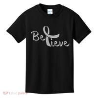 Believe Brain Cancer Brain Cancer Support Kids T-Shirt thumb 0
