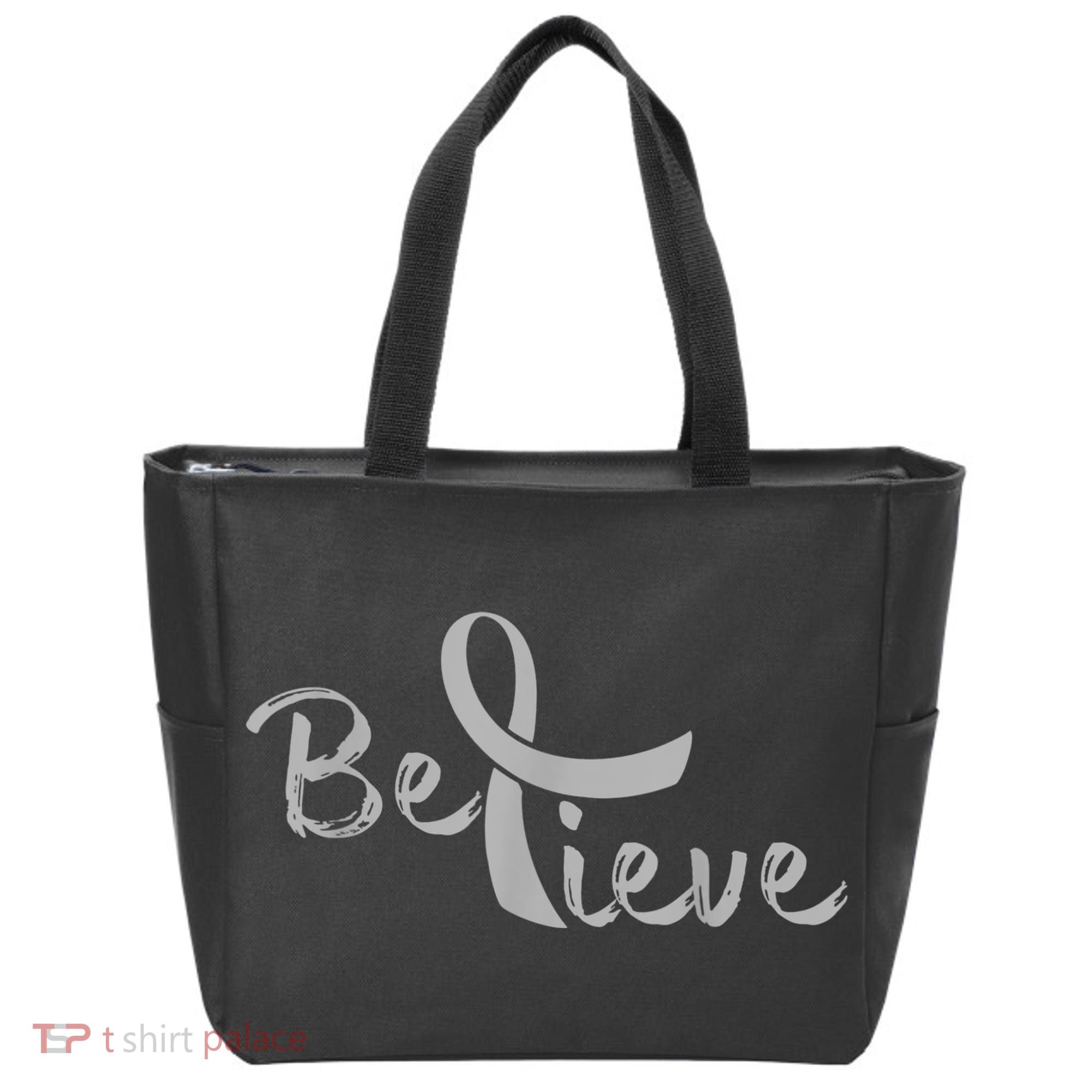 Believe Brain Cancer Brain Cancer Support Tote Bag