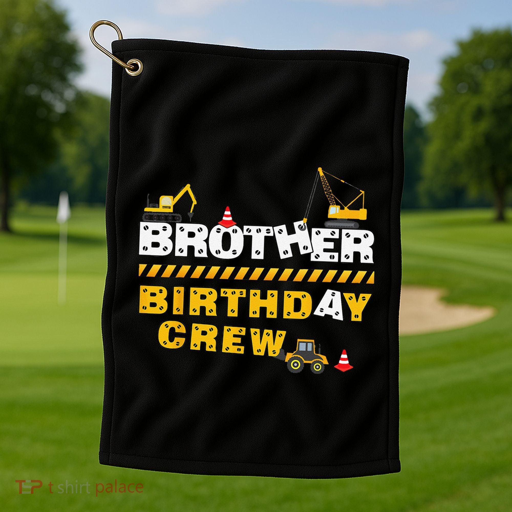 Brother Birthday Crew Construction Family Birthday Party Golf Towel