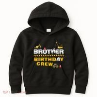 Brother Birthday Crew Construction Family Birthday Party Kids Hoodie thumb 0