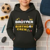 Brother Birthday Crew Construction Family Birthday Party Kids Hoodie thumb 2