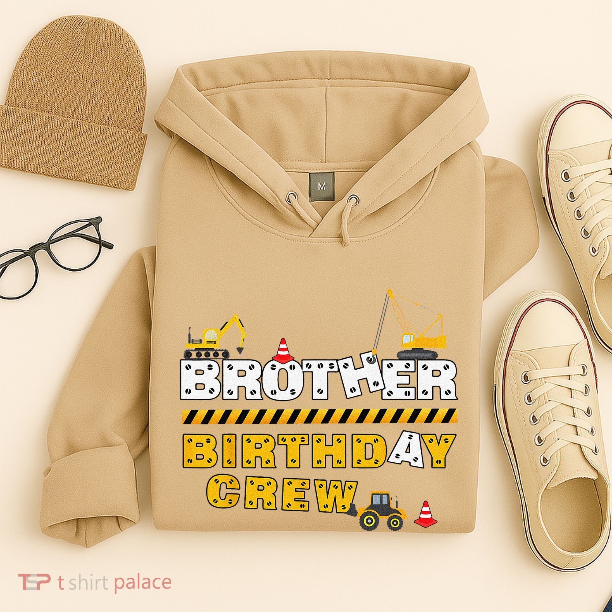 Brother Birthday Crew Construction Family Birthday Party Hoodie