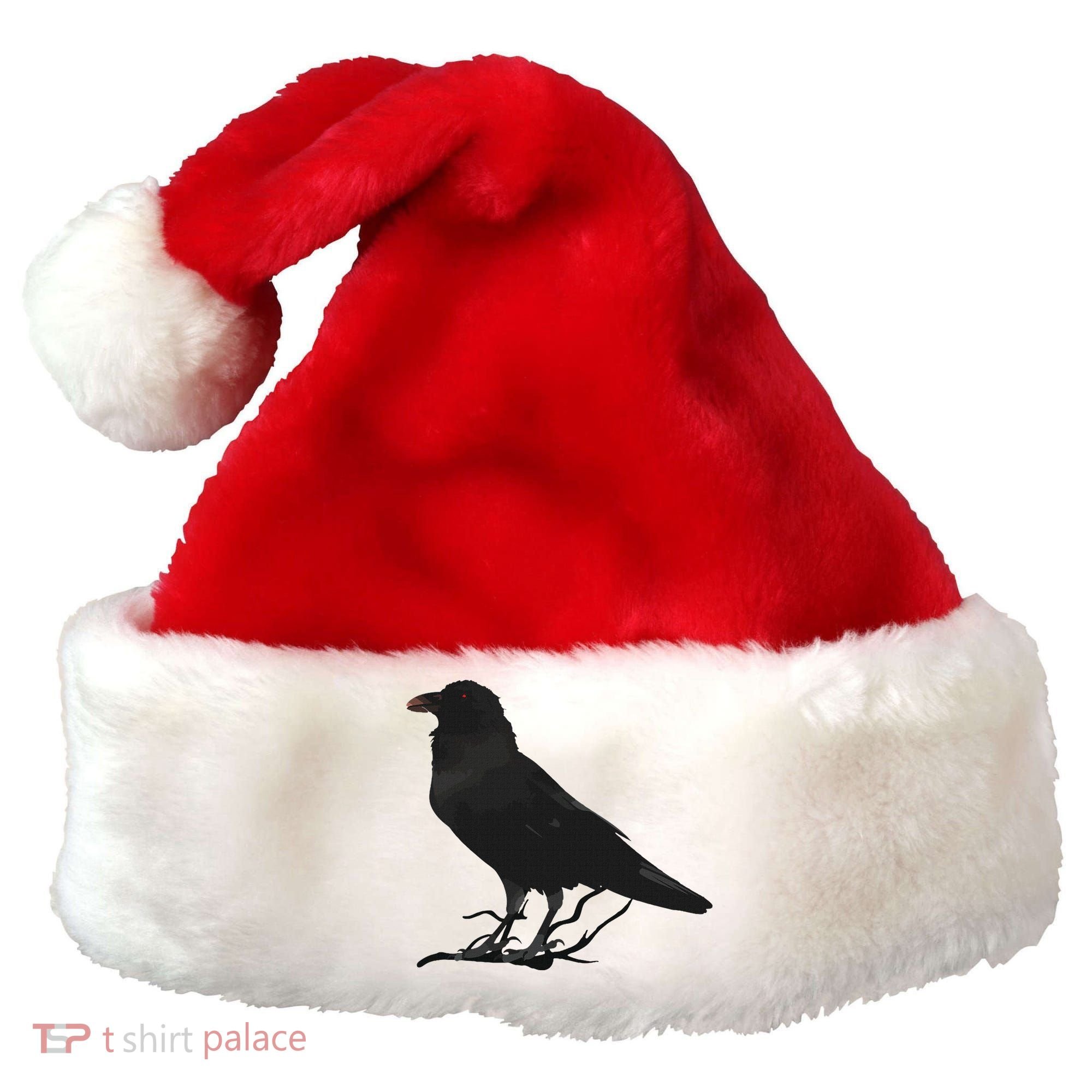 Beautiful Black Crow Raven Bird Silhouette Santa Hat