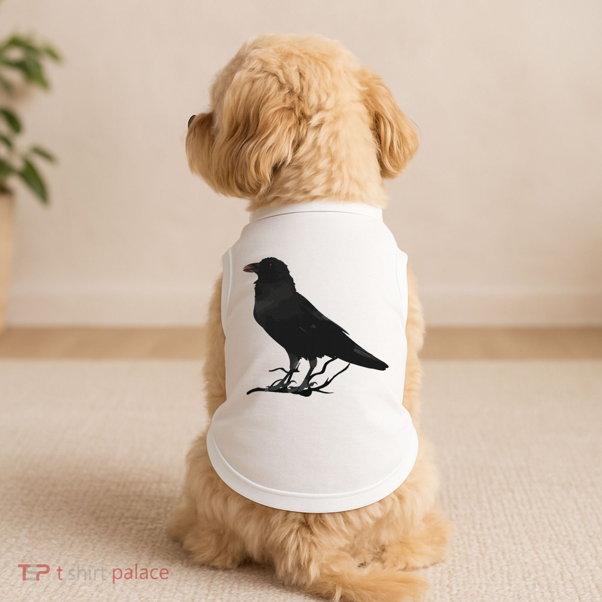 Beautiful Black Crow Raven Bird Silhouette Doggie Tank
