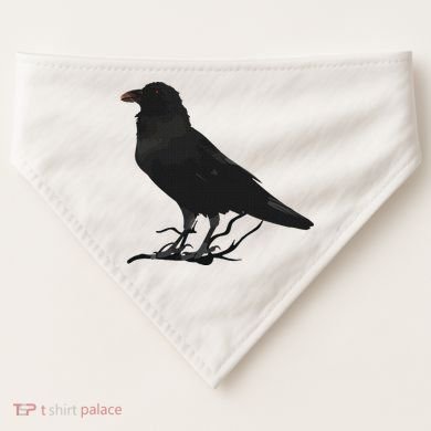 Beautiful Black Crow Raven Bird Silhouette USA-Made Doggie Bandana
