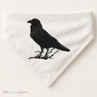 Beautiful Black Crow Raven Bird Silhouette USA-Made Doggie Bandana thumb 0