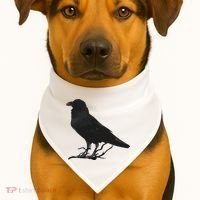 Beautiful Black Crow Raven Bird Silhouette USA-Made Doggie Bandana thumb 1
