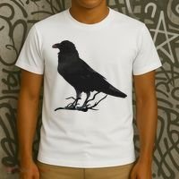 Beautiful Black Crow Raven Bird Silhouette T-Shirt thumb 3