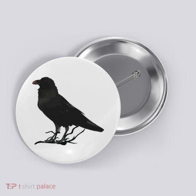 Beautiful Black Crow Raven Bird Silhouette Button
