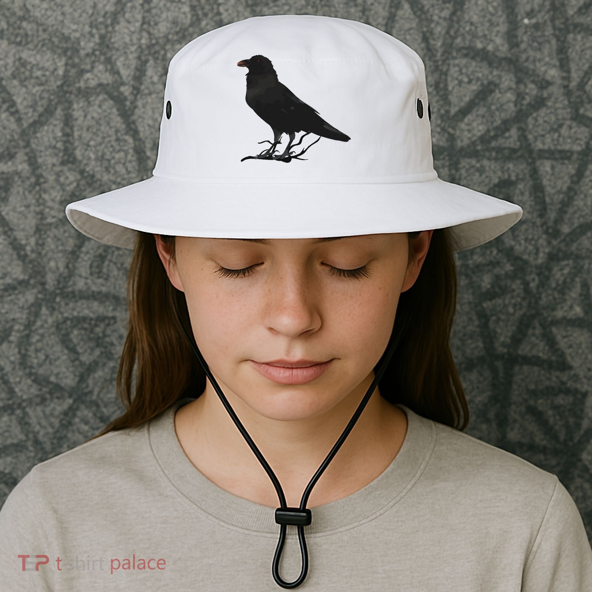 Beautiful Black Crow Raven Bird Silhouette Bucket Hat