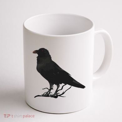 Beautiful Black Crow Raven Bird Silhouette Coffee Mug back
