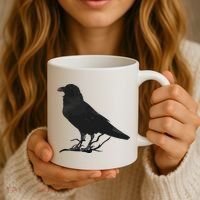 Beautiful Black Crow Raven Bird Silhouette Coffee Mug thumb 3