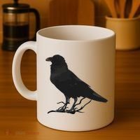Beautiful Black Crow Raven Bird Silhouette Coffee Mug thumb 4