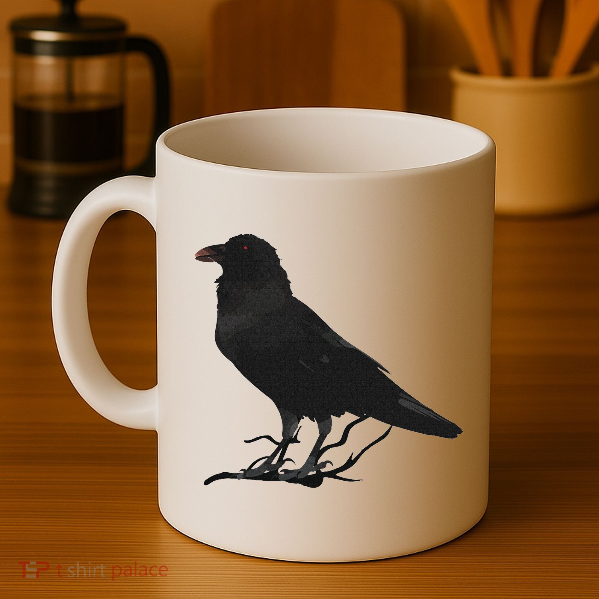 Beautiful Black Crow Raven Bird Silhouette Coffee Mug