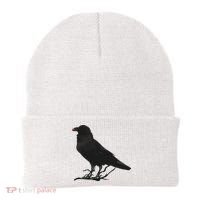 Beautiful Black Crow Raven Bird Silhouette Beanie thumb 0